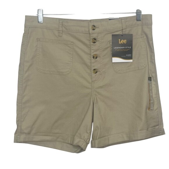 Lee Relaxed Fit High Rise Shorts Womens 16 M Button Fly Everyday Wear New - Picture 2 of 11
